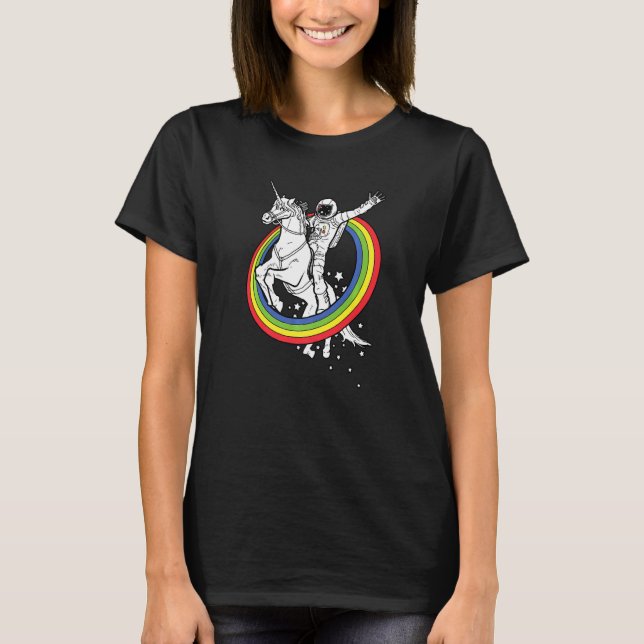 Unicorn Astronaut Rainbow Nerd Geek Graphic T Shirt (Framsida)