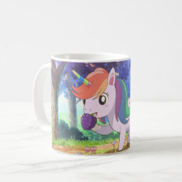 Unicorn-ätande druvor i skog kaffemugg