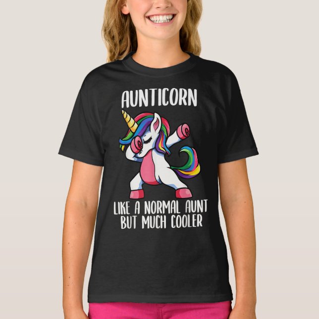 unicorn aunt girl birthday party apparel t shirt (Framsida)