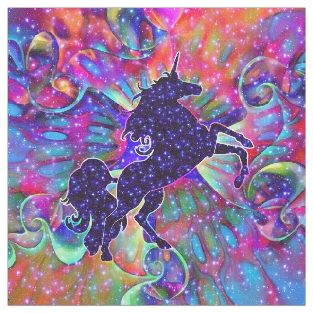 UNICORN AV det mångfärgade UNIVERSUM Tyg (Provkarta)