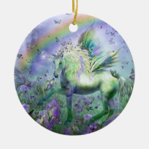 Unicorn av fjärilshelgdagprydnaden julgransprydnad keramik
