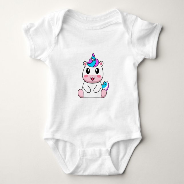 Unicorn Baby Bodykostym T Shirt (Framsida)