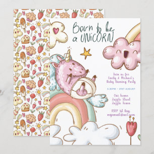 Unicorn Baby Naming Party - Gender för pojkflickor Inbjudningar