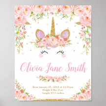 Unicorn Baby Nursery Bedroom Birth Stats Sign