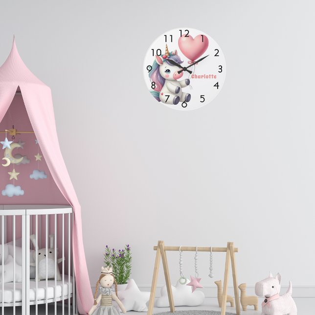 Unicorn baby rosa lila Girl Stor Klocka (Skapare uppladdad)