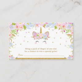 Unicorn Baby Shower Diaper Raffle Blommigt Flicka Tilläggskort