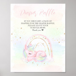 Unicorn Baby Shower Diaper Raffle Sign Poster