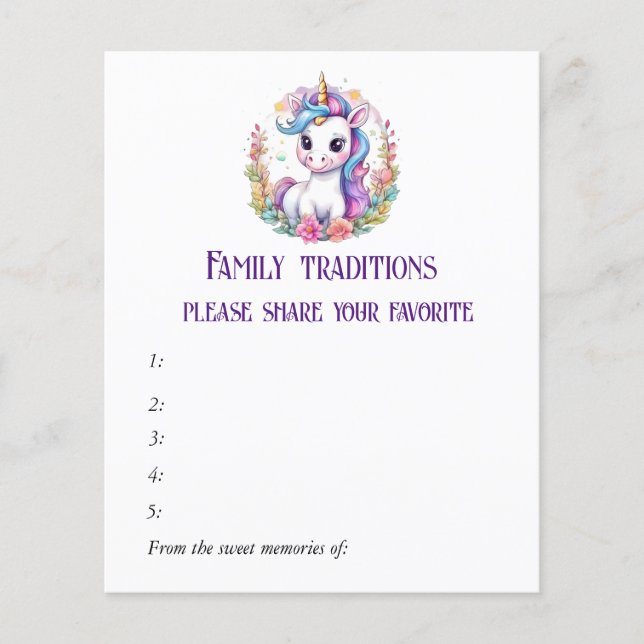 Unicorn Baby Shower Family Traditions (Framsida)