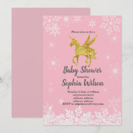 Unicorn Baby Shower för flicka Inbjudningar