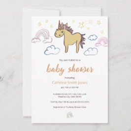 Unicorn Baby Shower Gender Neutral Inbjudningar
