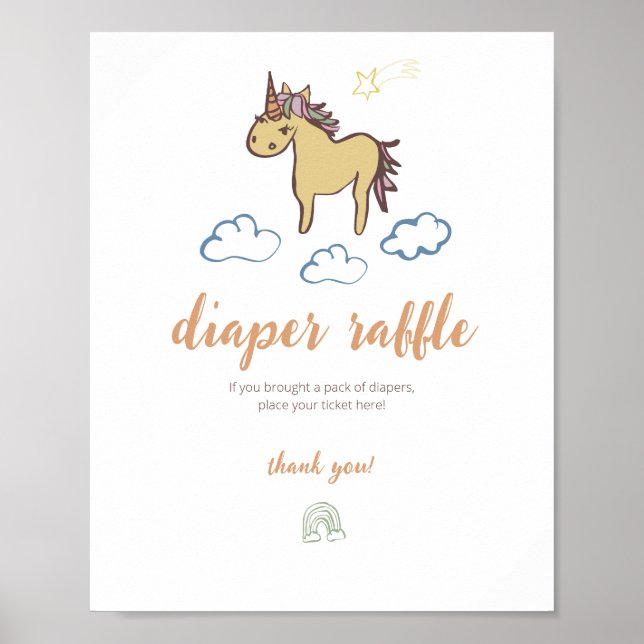 Unicorn Baby Shower Gender Neutral Poster (Framsidan)