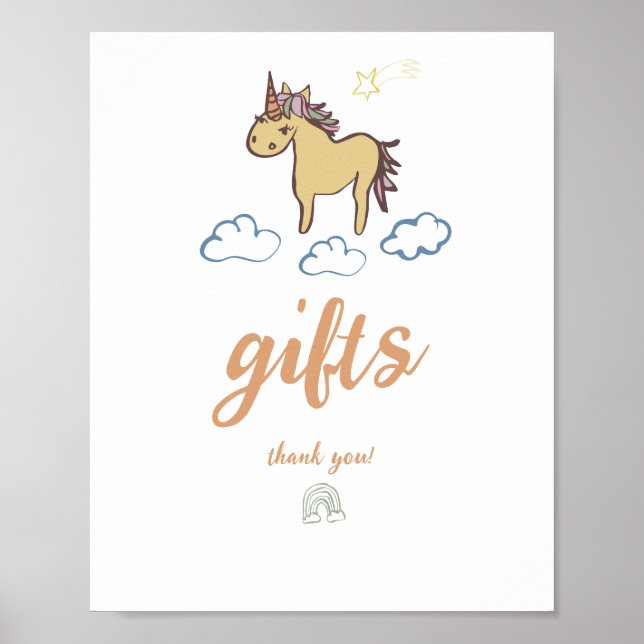 Unicorn Baby Shower Gender Neutral Poster (Framsidan)