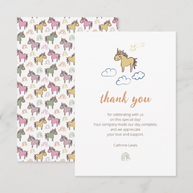 Unicorn Baby Shower Gender Neutral Tack Kort (Fram/baksida)