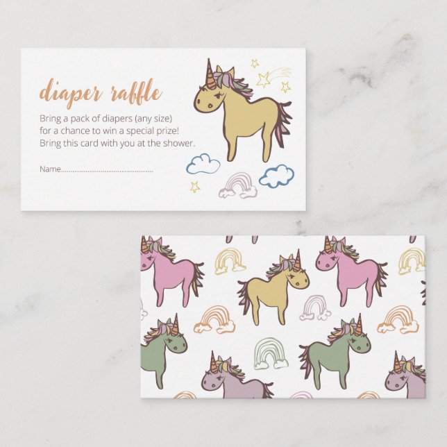 Unicorn Baby Shower Gender Neutral Tilläggskort (Fram/baksida)