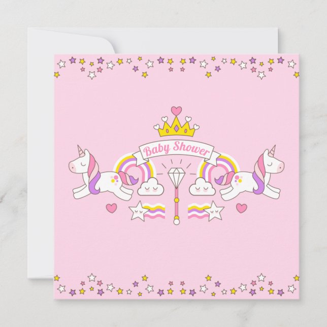 Unicorn Baby Shower-inbjudan Julkort (Framsida)