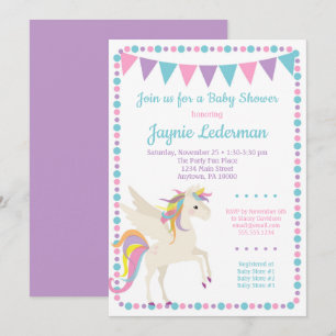 Unicorn Baby Shower-inbjudan Kön Neutral Inbjudningar