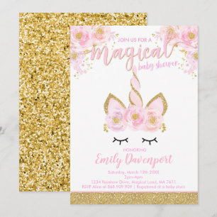 Unicorn Baby Shower-inbjudan, magisk babystölder Inbjudningar