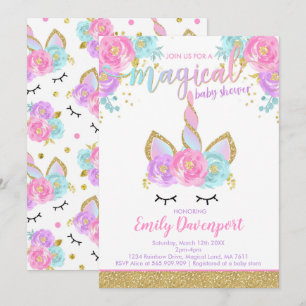 Unicorn Baby Shower-inbjudan, magisk babystölder Inbjudningar