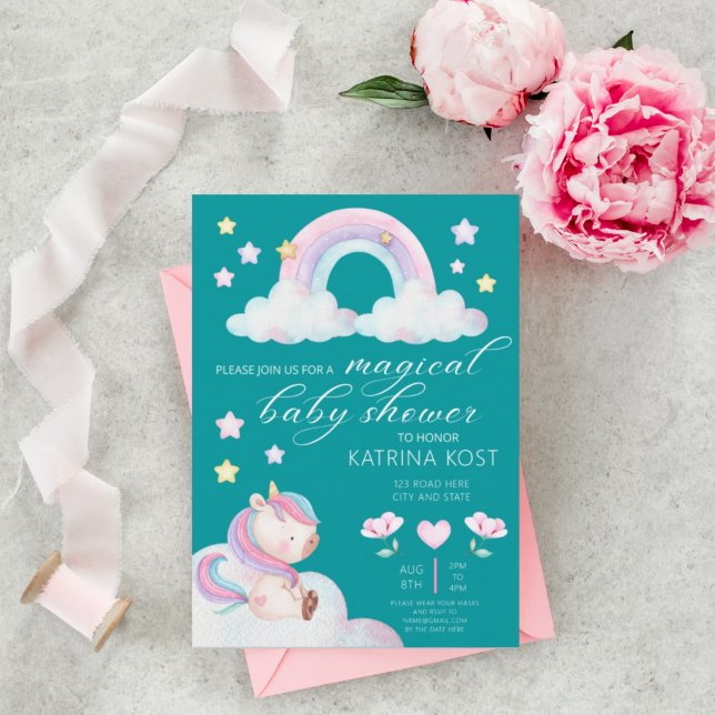 Unicorn Baby Shower-inbjudningar Inbjudningar (Skapare uppladdad)