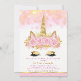Unicorn Baby Shower-inbjudningar Rosa Guld Unicorn Inbjudningar