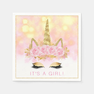 Unicorn Baby Shower Napkins Rosa Guld Unicorn Ansi Pappersservett