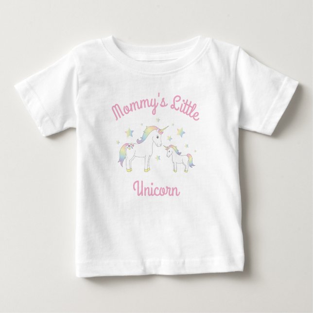 Unicorn Baby Shower Pastel Rainbow T Shirt (Framsida)