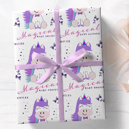Unicorn Baby Shower Rainbow Färg Presentpapper