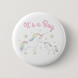 Unicorn Baby Shower Rainbow Pastel Knapp