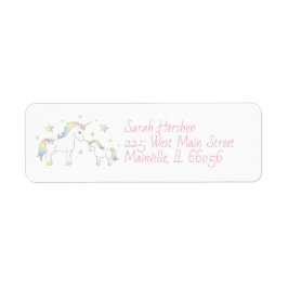 Unicorn Baby Shower Rainbow Pastel Returadress Etikett