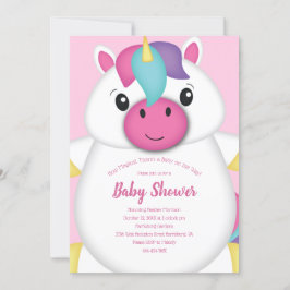 Unicorn Baby Shower Rosa Inbjudningar