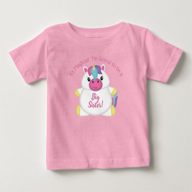 Unicorn Baby Shower Rosa T Shirt (Framsida)