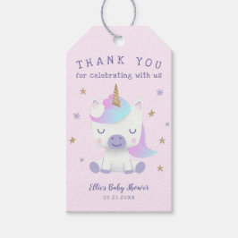 Unicorn Baby Shower-Tack-favoriter Presentetikett