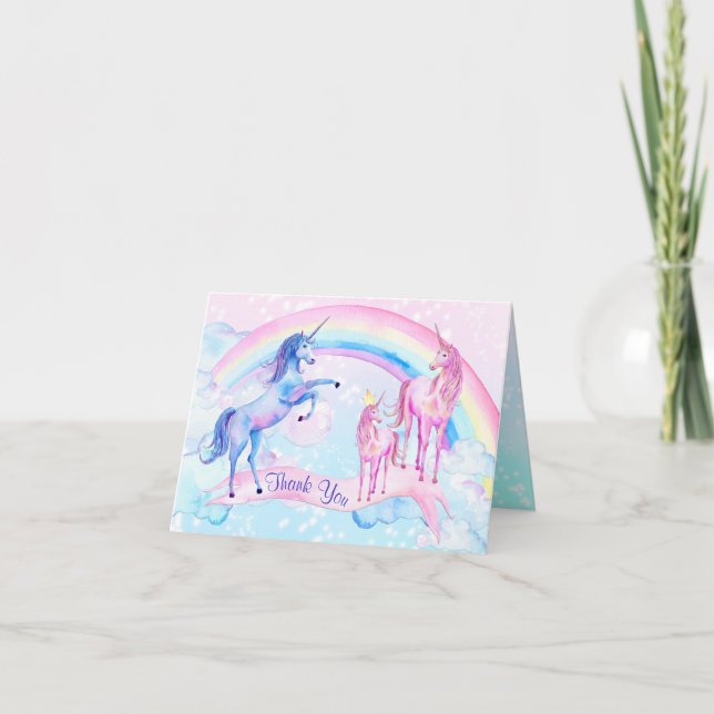 Unicorn Baby Shower - tackkort (Framsida)