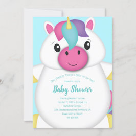 Unicorn Baby Shower Teal Inbjudningar