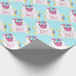 Unicorn Baby Shower Teal Presentpapper