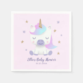 Unicorn Baby Shower-Tecknad Pappersservett
