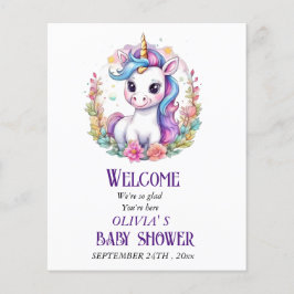 Unicorn babydusch flygblad