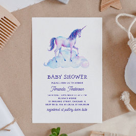 Unicorn-babydusch. Lila (blått mjölkdjur) Inbjudningar