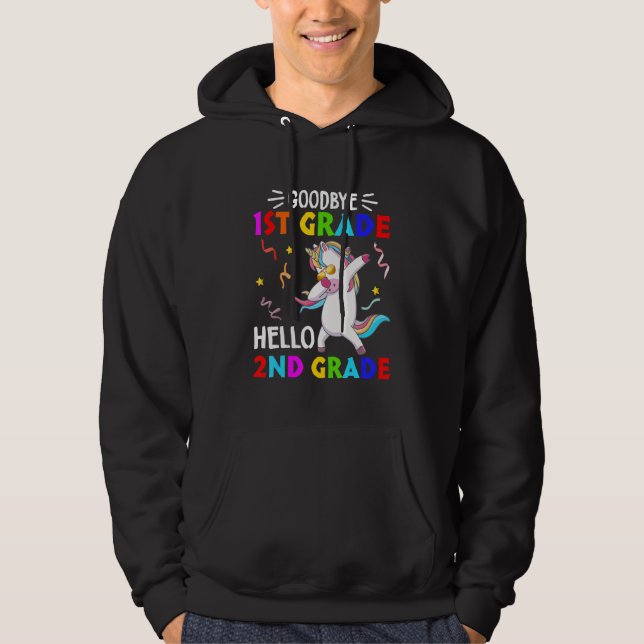 Unicorn Back To School Hello Second Grade Goodbye  Hoodie (Framsida)