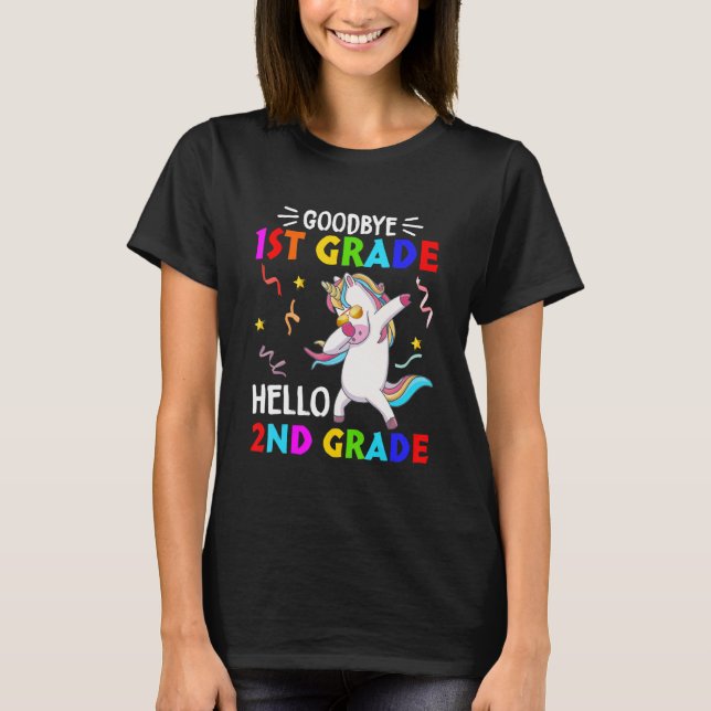 Unicorn Back To School Hello Second Grade Goodbye  T Shirt (Framsida)