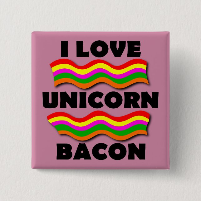 Unicorn Bacon Funny Button Badge Pin Knapp (Framsida)