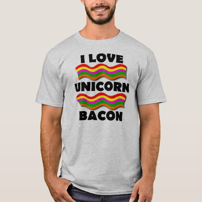 Unicorn Bacon Funny T-Shirt (Framsida)