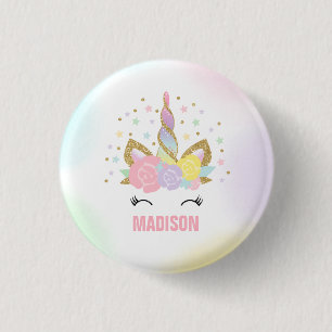 Unicorn Badge Unicorn Favor Party Pin Rosa & Guld Knapp