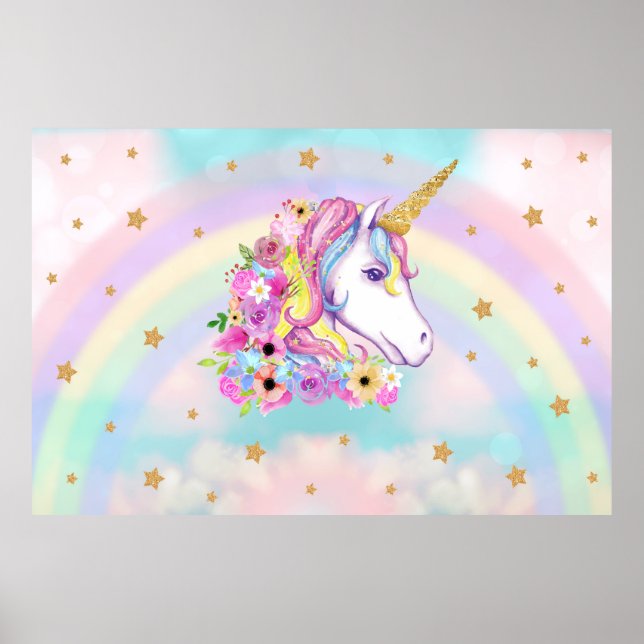 Unicorn-bakgrundsdroppar poster (Framsidan)