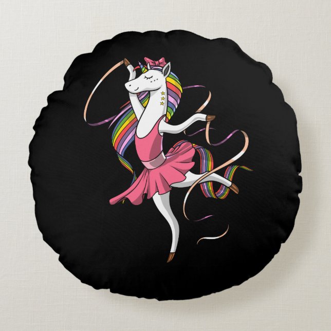 Unicorn Ballerina Rund Kudde (Framsidan)