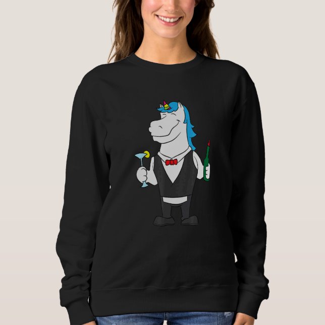 Unicorn Barkeeper Bartending T Shirt (Framsida)