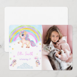Unicorn Barns födelsedag Photo-inbjudan Inbjudningar