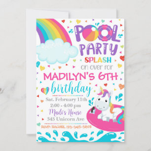 Unicorn Bassäng Party-inbjudan BASSÄNG PARTY INB Inbjudningar