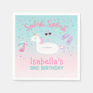 Unicorn Bassäng Party Napkin Birthday Investigati Pappersservett