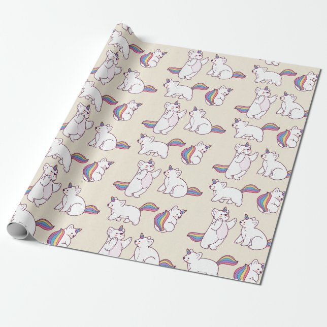 Unicorn Bears Wrapping Papper Presentpapper (Utrullad)
